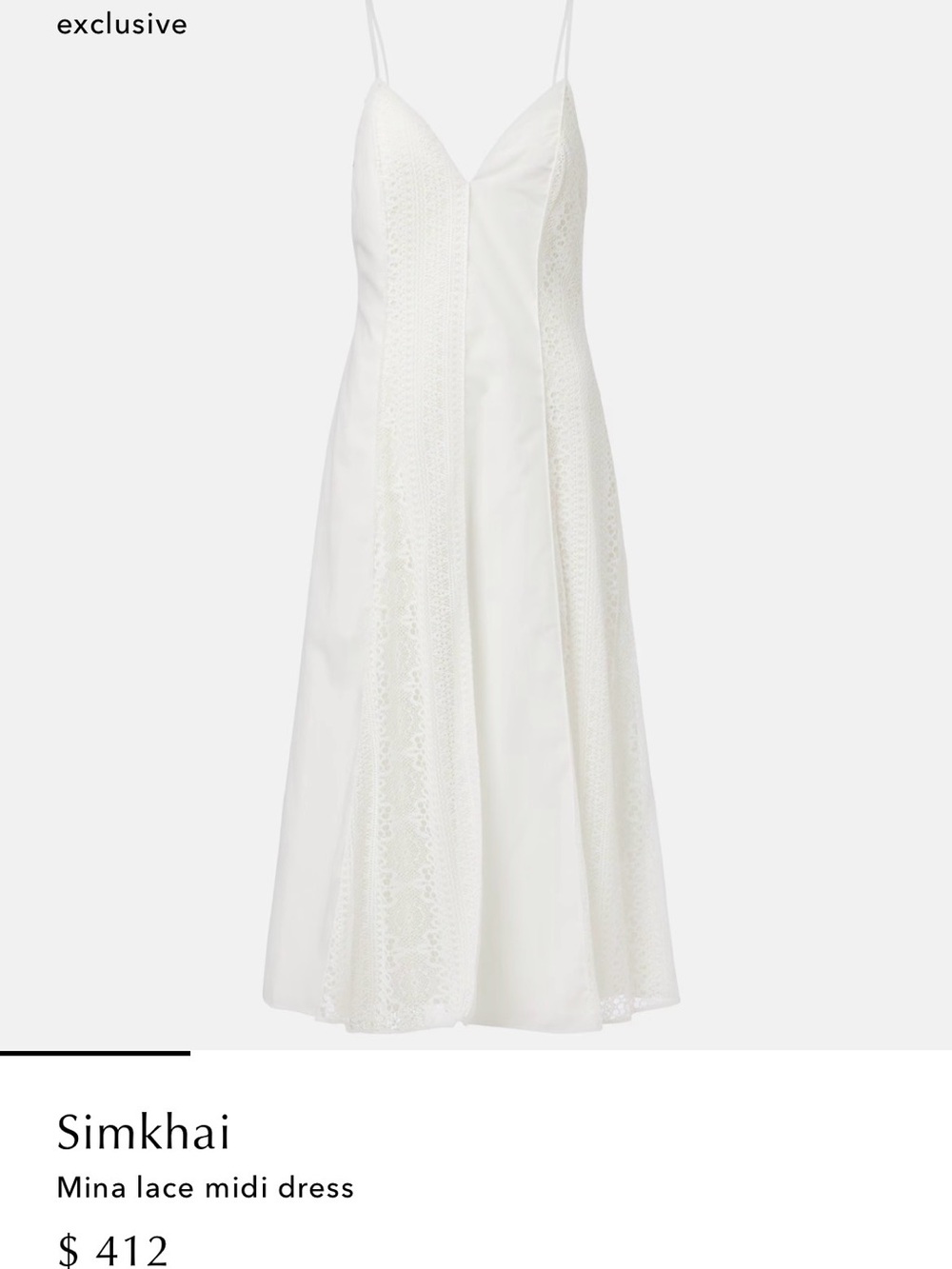 Jonathan Simkhai White Lace Panel Midi Dress